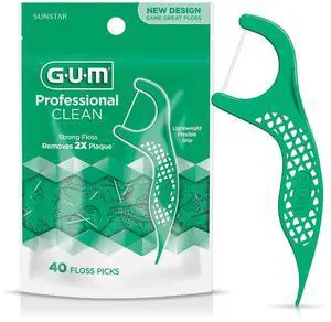 GUM Professional Clean Dental Floss Picks, Fresh Mint, 40Count GUM Professional Clean Dental Floss Picks, Fresh Mint, 40Count