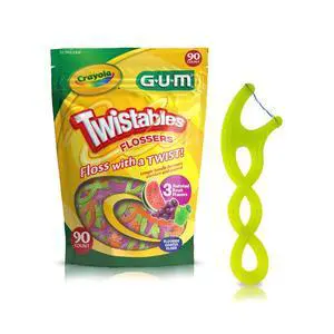 GUM Crayola Twistables Kids Floss Pick with Fluoride, 90 Count GUM Crayola Twistables Kids Floss Pick with Fluoride, 90 Count