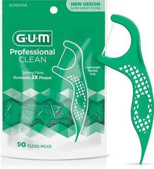 GUM Professional Clean Dental Floss Picks, Fresh Mint, 90 Count GUM Professional Clean Dental Floss Picks, Fresh Mint, 90 Count