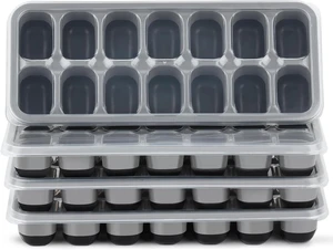 4 Pack Easy-Release & Flexible Silicone Ice Cube Trays 56 Pcs with Spill-Resistant Removable Lid, Stackable with Covers for Freezer, Cocktail 4 Pack Easy-Release & Flexible Silicone Ice Cube Trays 56 Pcs with Spill-Resistant Removable Lid, Stackable with Covers for Freezer, Cocktail
