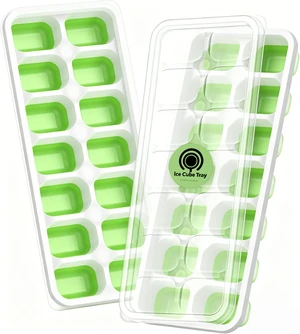 ChefAide 2 Pack Silicone Ice Cube Trays with Lid for Freezer ChefAide 2 Pack Silicone Ice Cube Trays with Lid for Freezer