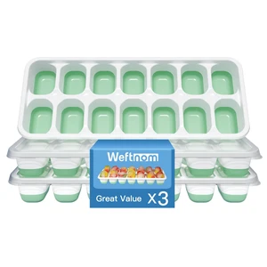 3-Pack Silicone Ice Cube Tray with Lid, Easy-Release Stackable Ice Cube Molds for Freezer, Drinks, Cocktails, Whiskey, Coffee - BPA-Free and Odor-Free 3-Pack Silicone Ice Cube Tray with Lid, Easy-Release Stackable Ice Cube Molds for Freezer, Drinks, Cocktails, Whiskey, Coffee - BPA-Free and Odor-Free