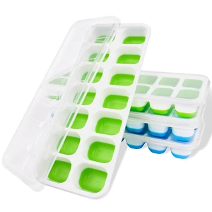 4-Pack Silicone Ice Cube Trays, 14-Ice, Easy-Release and Flexible with Spill-Resistant Removable Lid, BPA Free, Durable, Dishwasher Safe 4-Pack Silicone Ice Cube Trays, 14-Ice, Easy-Release and Flexible with Spill-Resistant Removable Lid, BPA Free, Durable, Dishwasher Safe