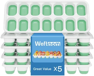 5 Pack Silicone Ice Cube Trays with Lids for Freezer, 70 Cubes 5 Pack Silicone Ice Cube Trays with Lids for Freezer, 70 Cubes
