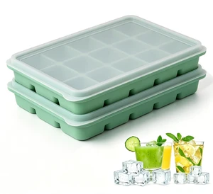 2-Pack Silicone Ice Cube Trays with Removable Lids, 30 Cubes, Stackable, Durable, Flexible, BPA-Free for Freezer, Baby Food, Whiskey, Cocktail, Coffee 2-Pack Silicone Ice Cube Trays with Removable Lids, 30 Cubes, Stackable, Durable, Flexible, BPA-Free for Freezer, Baby Food, Whiskey, Cocktail, Coffee