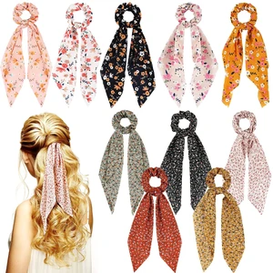 10 Pcs Hair Scrunchies, Hair Scarf with Ribbon, Ditsy Print 10 Pcs Hair Scrunchies, Hair Scarf with Ribbon, Ditsy Print