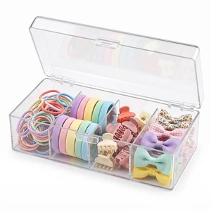 Hair Accessories Organizer for Girls, Acrylic Hair Bow Tie Clip Scrunchie Holder with Dividers, Clear Stackable Storage Box for Bathroom, Bedroom, Vanity Countertop (4 Compartment) Hair Accessories Organizer for Girls, Acrylic Hair Bow Tie Clip Scrunchie Holder with Dividers, Clear Stackable Storage Box for Bathroom, Bedroom, Vanity Countertop (4 Compartment)