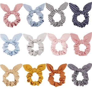 12 Pcs Bow Scrunchies Bunny Ear Elastic Hair Ties Women,Wave Point 12 Pcs Bow Scrunchies Bunny Ear Elastic Hair Ties Women,Wave Point