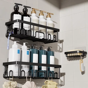Shower Caddy 3-Pack, Advanced Rustproof Design, No Drilling Adhesive Shelves, Rack with Soap Holder, Large Capacity Bathroom Organizers and Storage, Wall-Mounted Kitchen & Home Decor, Black Shower Caddy 3-Pack, Advanced Rustproof Design, No Drilling Adhesive Shelves, Rack with Soap Holder, Large Capacity Bathroom Organizers and Storage, Wall-Mounted Kitchen & Home Decor, Black
