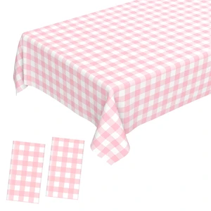 2 Pcs Pink Gingham Tablecloth, Disposable Plastic Pink Checkered Table Cloth, Pink & White Plaid Table Cover for Outdoor Picnic, Wedding, Baby & Bridal Shower, Birthday Party (54 x 108 Inch) 2 Pcs Pink Gingham Tablecloth, Disposable Plastic Pink Checkered Table Cloth, Pink & White Plaid Table Cover for Outdoor Picnic, Wedding, Baby & Bridal Shower, Birthday Party (54 x 108 Inch)