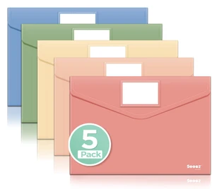 5 Pack Plastic Envelopes, Plastic File Folder, Folders for Documents 5 Pack Plastic Envelopes, Plastic File Folder, Folders for Documents
