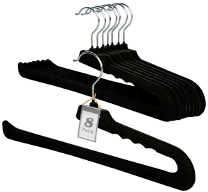 Velvet Pant Hangers Open End,8 Pack Non Slip Black Felt Trouser Hangers Velvet Pant Hangers Open End,8 Pack Non Slip Black Felt Trouser Hangers