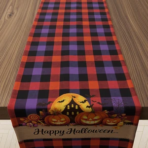 Halloween Decorations - Happy Halloween Checkered Table Runner | Halloween Party Favors Home Decor - Halloween Tablecloth Backdrop for Fall Kitchen Dining Indoor Outdoor Decorations Halloween Decorations - Happy Halloween Checkered Table Runner | Halloween Party Favors Home Decor - Halloween Tablecloth Backdrop for Fall Kitchen Dining Indoor Outdoor Decorations
