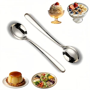 Stainless Steel Long Handle Spoons, Mirror Polished, 8.15 Inch, Set of 2, Dishwasher Safe, for Rice, Soup, Dessert Stainless Steel Long Handle Spoons, Mirror Polished, 8.15 Inch, Set of 2, Dishwasher Safe, for Rice, Soup, Dessert