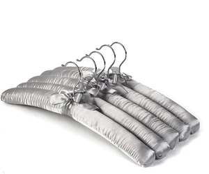 Grey Satin Padded Sweater Hangers 5 Pack, Blouse Hanger with Thick & Soft Foam for Bridal Wedding Dress Lingerie, Smooth Silk Covered Shirt Hanger Without Shoulder Bump Grey Satin Padded Sweater Hangers 5 Pack, Blouse Hanger with Thick & Soft Foam for Bridal Wedding Dress Lingerie, Smooth Silk Covered Shirt Hanger Without Shoulder Bump