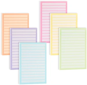 Lined Sticky Notes, 4" x 6", 6 Pads, 270 Sheets Lined Sticky Notes, 4" x 6", 6 Pads, 270 Sheets