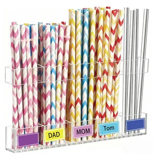 Holder for Cabinet Door, Acrylic Straw Organizer Storage for Kitchen, 9.5'' Large Tumbler Straw Dispenser for Counter/Cupboard, Kitchen Accessories Container with Strong Adhesion, Split Design Holder for Cabinet Door, Acrylic Straw Organizer Storage for Kitchen, 9.5'' Large Tumbler Straw Dispenser for Counter/Cupboard, Kitchen Accessories Container with Strong Adhesion, Split Design