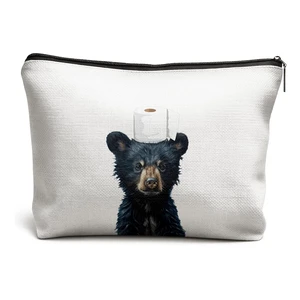 Black Bear Makeup Bag, Bear Lover Gifts Cosmetic Toiletry Bags for Women, Gifts for Animal Lovers, Funny Wild Animal Makeup Zipper Pouch Black Bear Makeup Bag, Bear Lover Gifts Cosmetic Toiletry Bags for Women, Gifts for Animal Lovers, Funny Wild Animal Makeup Zipper Pouch