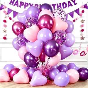 68pcs Pink Purple Heart Balloons Kit, Matte Metallic Confetti Heart Shaped Balloons with Ribbons, Baby Pink Lavender Latex Balloons for Birthday Wedding Graduation Party Decorations, Balloon Arch Kit 68pcs Pink Purple Heart Balloons Kit, Matte Metallic Confetti Heart Shaped Balloons with Ribbons, Baby Pink Lavender Latex Balloons for Birthday Wedding Graduation Party Decorations, Balloon Arch Kit