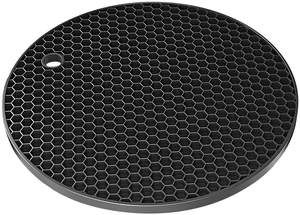 TENOC Silicone Non-Slip, Heat Resistant & Water-Trapping Trivet Mats for Water Glasses & Teacup & Coffee Cup & Dishes & Cookware, Multipurpose Kitchen Table Coaster, 5.5-Inch, Blac TENOC Silicone Non-Slip, Heat Resistant & Water-Trapping Trivet Mats for Water Glasses & Teacup & Coffee Cup & Dishes & Cookware, Multipurpose Kitchen Table Coaster, 5.5-Inch, Blac