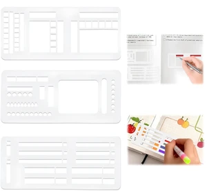 3 Pack Handmade Flexible Record Template,Planner Stencil Set for DIY Craft 3 Pack Handmade Flexible Record Template,Planner Stencil Set for DIY Craft