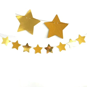 Glitter Star Garland Banner 6.56Feet Bright Gold Star Hanging Bunting Banner Backdrop for Engagement Wedding Shower Birthday Christmas Decor Pre-Strung (Gold) Glitter Star Garland Banner 6.56Feet Bright Gold Star Hanging Bunting Banner Backdrop for Engagement Wedding Shower Birthday Christmas Decor Pre-Strung (Gold)