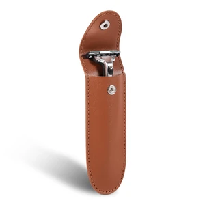 Safety Razor Travel Case, 5.9 Inches PVC Faux Leather Razor Cover Sleeve with Snap Fastener, Portable Manual Shaver Holder Protector for Most Men Straight Shaver - Brown Safety Razor Travel Case, 5.9 Inches PVC Faux Leather Razor Cover Sleeve with Snap Fastener, Portable Manual Shaver Holder Protector for Most Men Straight Shaver - Brown