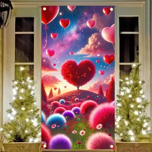 BlissYard Door Cover Valentine Heart Tree Balloons 35x71 Inch Polyester | Door Banner, Fabric Cover | Valentine Door Decor, Heart Tree Balloons Backdrop | Porch, Entry, Party (Heart Tree) BlissYard Door Cover Valentine Heart Tree Balloons 35x71 Inch Polyester | Door Banner, Fabric Cover | Valentine Door Decor, Heart Tree Balloons Backdrop | Porch, Entry, Party (Heart Tree)