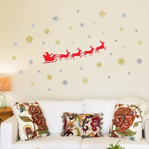 Wallflexi Christmas Decorations Wall Stickers Santa's Sleigh Wall Murals Decals Living Room Children Nursery School Restaurant Cafe Hotel Home Office Décor, Multicolour Wallflexi Christmas Decorations Wall Stickers Santa's Sleigh Wall Murals Decals Living Room Children Nursery School Restaurant Cafe Hotel Home Office Décor, Multicolour