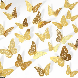 Crosize 48 Pcs Gold 3D Butterfly Decorations, 4 Styles 3 Sizes, Butterfly Wall Decor, Party Decorations, Butterflies for Crafts, Bouquet, Cake Decorating, Flower Arrangements, Room Decor Crosize 48 Pcs Gold 3D Butterfly Decorations, 4 Styles 3 Sizes, Butterfly Wall Decor, Party Decorations, Butterflies for Crafts, Bouquet, Cake Decorating, Flower Arrangements, Room Decor