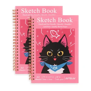 2 Pack Spiral Bound Sketchbooks (100 GSM Sketch Paper), 50 Sheets per Pack, 7.5" x 5.1" Sketchbook with Red Hard Cover for Painting, Drawing and Sketching 2 Pack Spiral Bound Sketchbooks (100 GSM Sketch Paper), 50 Sheets per Pack, 7.5" x 5.1" Sketchbook with Red Hard Cover for Painting, Drawing and Sketching