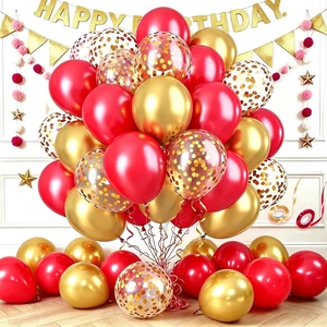68pcs Red Gold Balloons Kit, Matte Metallic Confetti Latex Balloons with Ribbons, Red Gold Party Decorations, Balloon Arch Kit for Christmas New Year Valentine's Birthday Wedding 68pcs Red Gold Balloons Kit, Matte Metallic Confetti Latex Balloons with Ribbons, Red Gold Party Decorations, Balloon Arch Kit for Christmas New Year Valentine's Birthday Wedding