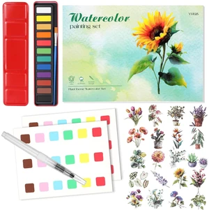 YooNotee Watercolor Workbook Kit 20 Page Pre-Sketched Line Water Coloring Book 12 Color Paint 2 Brushes 8.3" x 5.8" Adult DIY Watercolor Books for Beginner Painting Gift Art Craft Supplies(Flower) YooNotee Watercolor Workbook Kit 20 Page Pre-Sketched Line Water Coloring Book 12 Color Paint 2 Brushes 8.3" x 5.8" Adult DIY Watercolor Books for Beginner Painting Gift Art Craft Supplies(Flower)