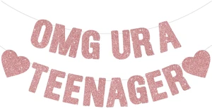 Rose Gold OMG UR A Teenager Banner 13th Birthday Decorations for Girls Glitter Birthday Banner Sign Teen Birthday Party Backdrop Decoration Rose Gold OMG UR A Teenager Banner 13th Birthday Decorations for Girls Glitter Birthday Banner Sign Teen Birthday Party Backdrop Decoration