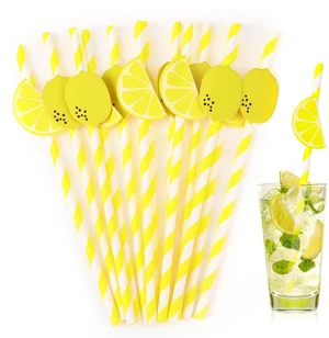 30 Pack Lemon Patterned Paper Drinking Straws, 7.76 Inches Yellow Straws Disposable Paper Straws Lemonade Stand Supplies for Juice, Cocktail, Milkshake, Lemon Themed Party Decorations 30 Pack Lemon Patterned Paper Drinking Straws, 7.76 Inches Yellow Straws Disposable Paper Straws Lemonade Stand Supplies for Juice, Cocktail, Milkshake, Lemon Themed Party Decorations