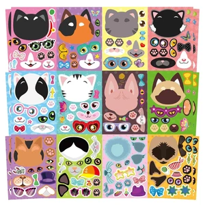 24 Sheets Cat Stickers for Kids, Make-a-Face Stickers Make Your Own Cat Stickers, Animal Sticker for Kids 3-5, Brithday Gift Party Favors, Classroom Teacher Reward Craft 24 Sheets Cat Stickers for Kids, Make-a-Face Stickers Make Your Own Cat Stickers, Animal Sticker for Kids 3-5, Brithday Gift Party Favors, Classroom Teacher Reward Craft