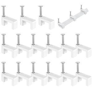 AOPOCKAN TECH Cable Clips White 100 Pieces Ethernet Cable Clips with Steel Nails 8mm Cord Holder for Cat8 Cat7 Cat6 Flat Ethernet Cable - 0.32 inch AOPOCKAN TECH Cable Clips White 100 Pieces Ethernet Cable Clips with Steel Nails 8mm Cord Holder for Cat8 Cat7 Cat6 Flat Ethernet Cable - 0.32 inch