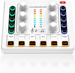 Live Sound Card, Mini Audio Mixer Board for PC Computer Phone, Voice Changer Sound Card for DJ Mixer, Podcast Live Sound Card, Mini Audio Mixer Board for PC Computer Phone, Voice Changer Sound Card for DJ Mixer, Podcast