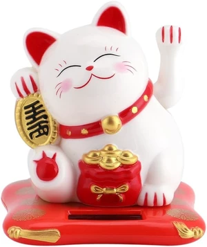 Acogedor Solar Waving Cat, Good Luck Statue with Arm for Car Home Decor Acogedor Solar Waving Cat, Good Luck Statue with Arm for Car Home Decor