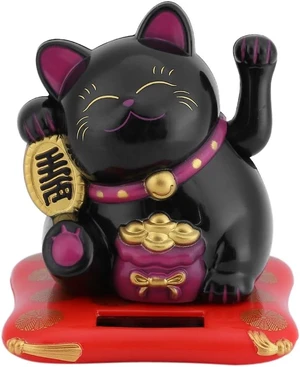 Acogedor Solar Waving Cat, Good Luck Fortune Statue for Car Desk Decor Acogedor Solar Waving Cat, Good Luck Fortune Statue for Car Desk Decor