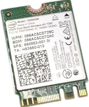 Intel Dual Band Wireless-AC 7265 802.11ac, Dual Band, 2x2 Wi-Fi + Bluetooth 4.0 - (7265NGW) Intel Dual Band Wireless-AC 7265 802.11ac, Dual Band, 2x2 Wi-Fi + Bluetooth 4.0 - (7265NGW)