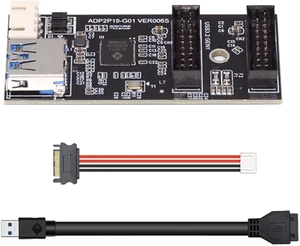 cablecc 5Gbps Single 19/20Pin Header to USB 3.0 19/20Pin Dual Ports Female PCBA Type 1 to 2 Adapter Splitter HUB cablecc 5Gbps Single 19/20Pin Header to USB 3.0 19/20Pin Dual Ports Female PCBA Type 1 to 2 Adapter Splitter HUB