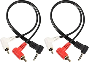 XMSJSIY 90 Degree Right Angle 3.5mm to 2 RCA Cable, Angle 1/8" 3.5mm TRS XMSJSIY 90 Degree Right Angle 3.5mm to 2 RCA Cable, Angle 1/8" 3.5mm TRS