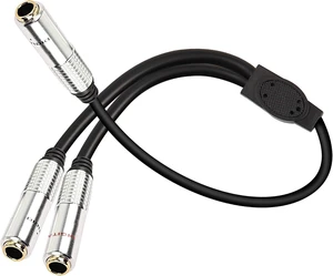 XMSJSIY 6.35mm 1/4 inch TRS Y Splitter Audio Cable Female to Dual Female XMSJSIY 6.35mm 1/4 inch TRS Y Splitter Audio Cable Female to Dual Female