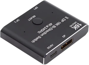 cablecc Two Modes Bi-Direction 2x1 Switch Splitter Selector Hub DP DisplayPort 2.0 Support HDCP SST Extended 16K@60hz 4K@240hz Convertor cablecc Two Modes Bi-Direction 2x1 Switch Splitter Selector Hub DP DisplayPort 2.0 Support HDCP SST Extended 16K@60hz 4K@240hz Convertor