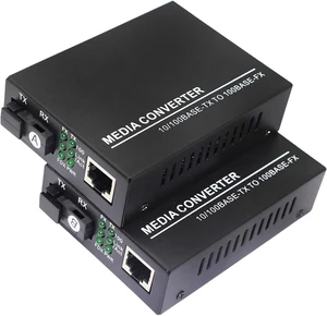 XMSJSIY Fiber Ethernet Media Converter, Single-Mode 10/100Base-TX to 100Base-FX, RJ45 to SC, Fiber Transceiver Up to 25KM (1 Pair) XMSJSIY Fiber Ethernet Media Converter, Single-Mode 10/100Base-TX to 100Base-FX, RJ45 to SC, Fiber Transceiver Up to 25KM (1 Pair)