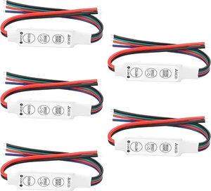 XMSJSIY Mini Led RGB Controller 3Key Led Strip Light Brightness Dimmer-5PCS XMSJSIY Mini Led RGB Controller 3Key Led Strip Light Brightness Dimmer-5PCS