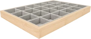 LICAEVEY Jewelry Tray, 24 Grid Wood Organizer with Scratch Lint Lining for Ring Earring Bracelet Necklace, Multipurpose Storage Box for Travel or Countertop Display (Gray) LICAEVEY Jewelry Tray, 24 Grid Wood Organizer with Scratch Lint Lining for Ring Earring Bracelet Necklace, Multipurpose Storage Box for Travel or Countertop Display (Gray)