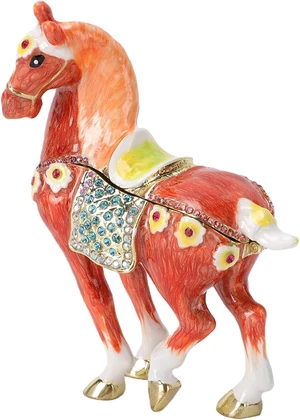 LICAEVEY Horse Trinket Box, Rhinestone Enamel Jewelry Box with Magnetism Closure, Handmade Horse Shaped Storage for Rings, Vintage Decorative Figurine for Vanity LICAEVEY Horse Trinket Box, Rhinestone Enamel Jewelry Box with Magnetism Closure, Handmade Horse Shaped Storage for Rings, Vintage Decorative Figurine for Vanity