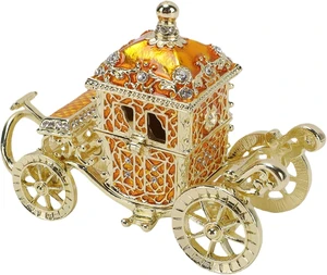 LICAEVEY Enamel Carriage Trinket Box, Vintage Carriage Jewelry Box with Rhinestones, Decorative Trinket Organizer for Home Decor, Alloy Jewelry Storage with Magnet Lid LICAEVEY Enamel Carriage Trinket Box, Vintage Carriage Jewelry Box with Rhinestones, Decorative Trinket Organizer for Home Decor, Alloy Jewelry Storage with Magnet Lid